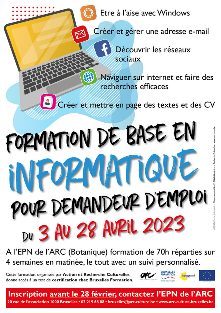 Formation gratuite de base en informatique pour demandeur.euse d’emploi (4 semaines) (cours du jour)